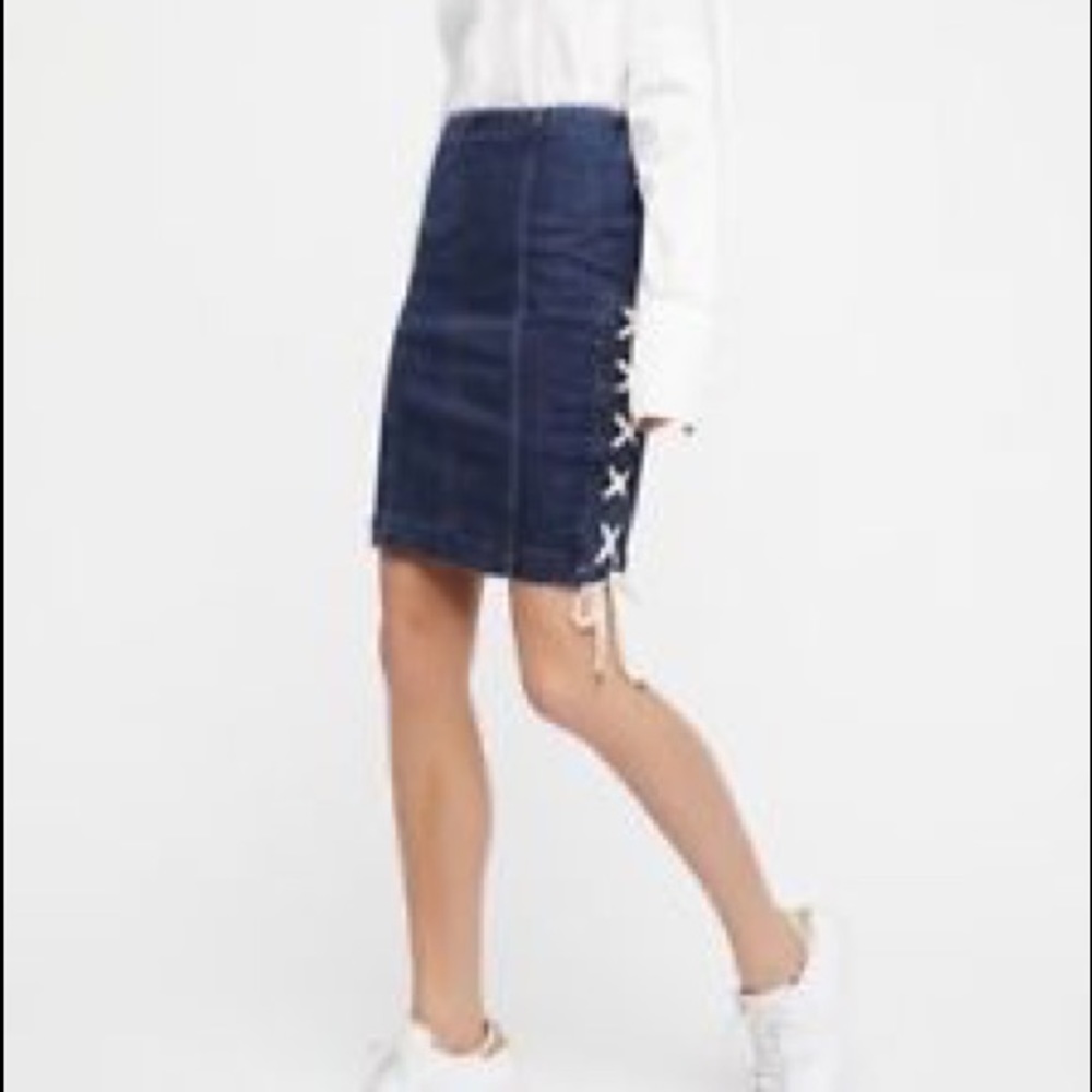 Free people lace up jean skirt
